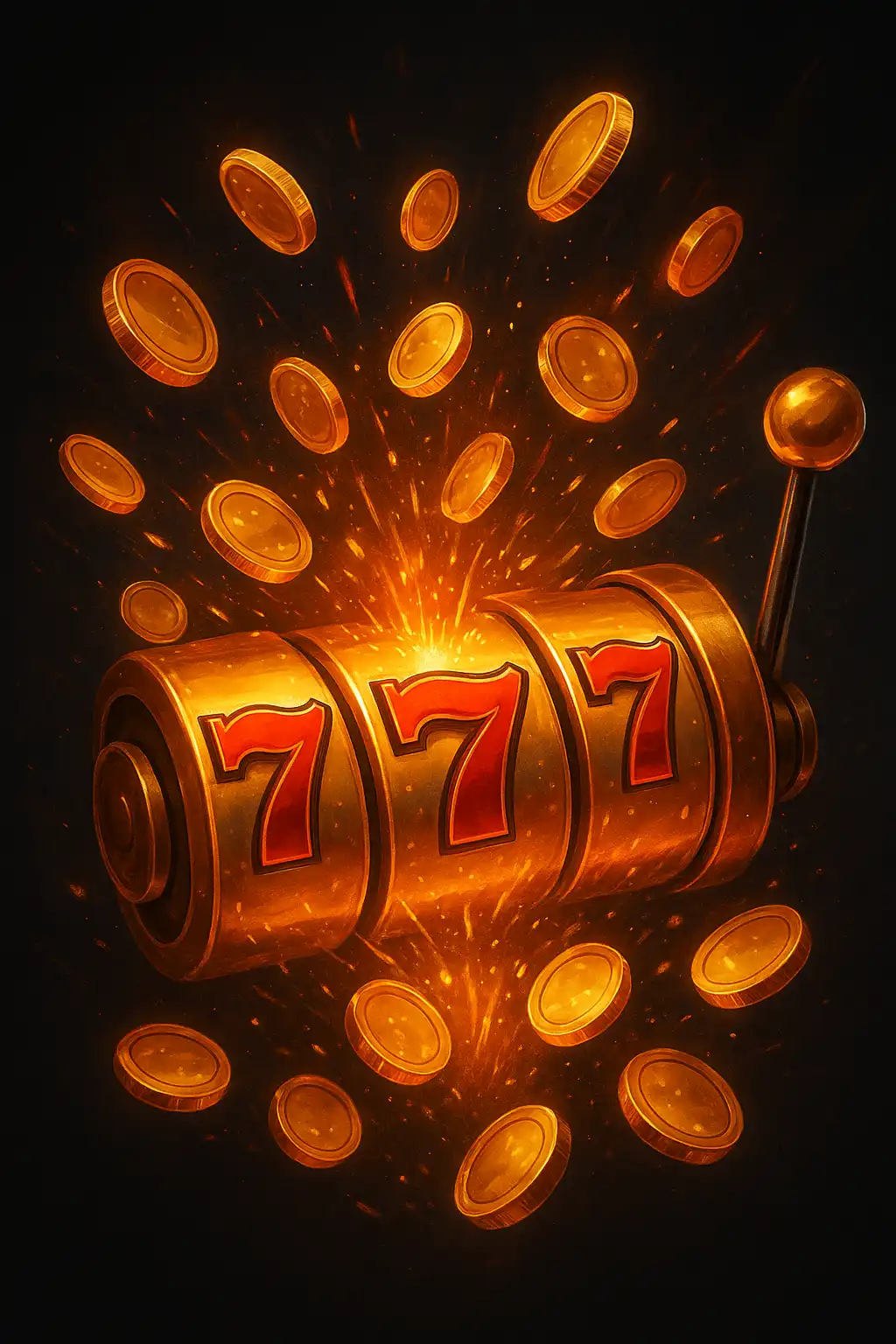 Golden slot reels and scattered coins representing the Westio Casino welcome bonus
