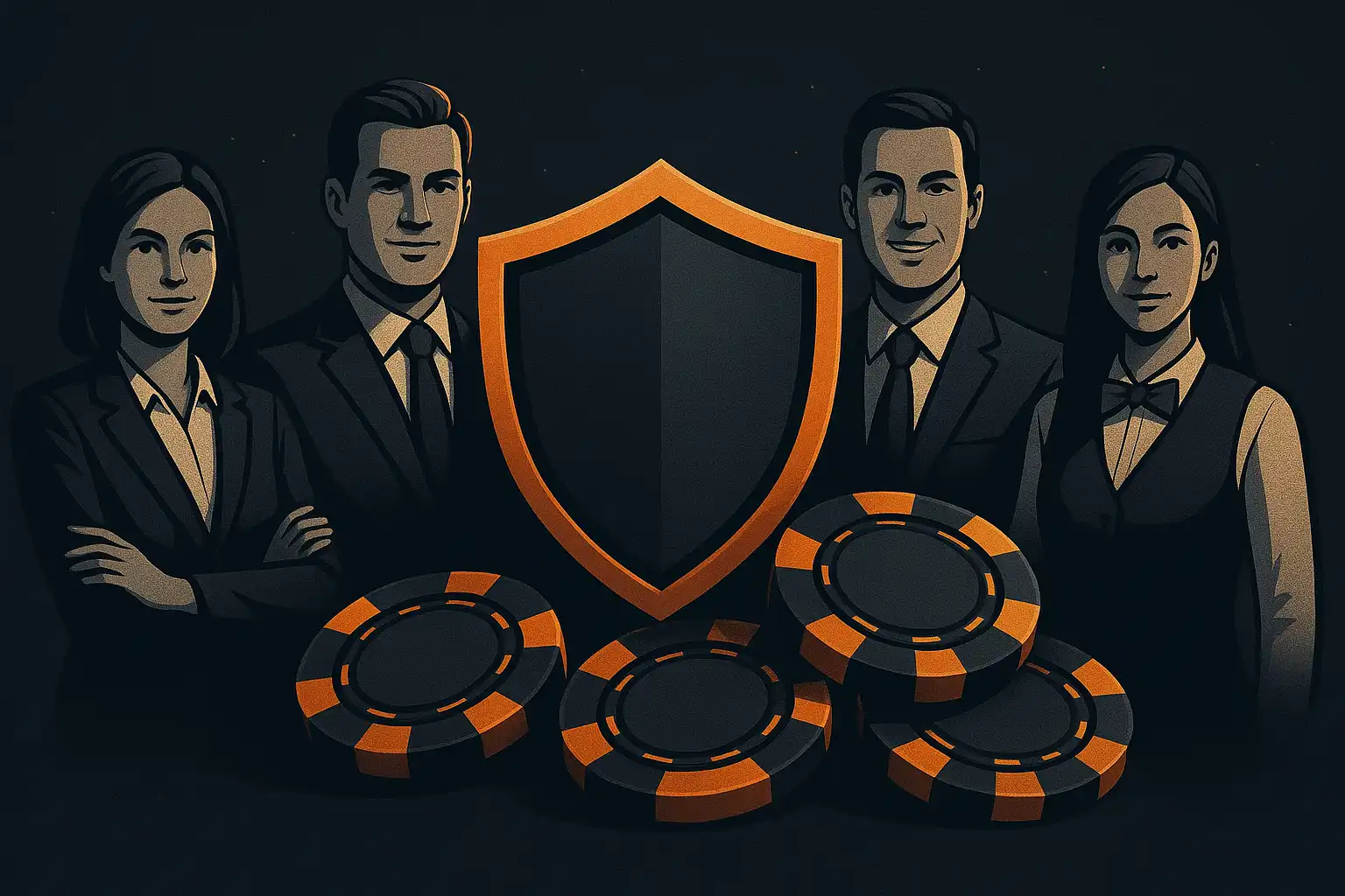Westio Casino team icon with security shield and casino chips illustration